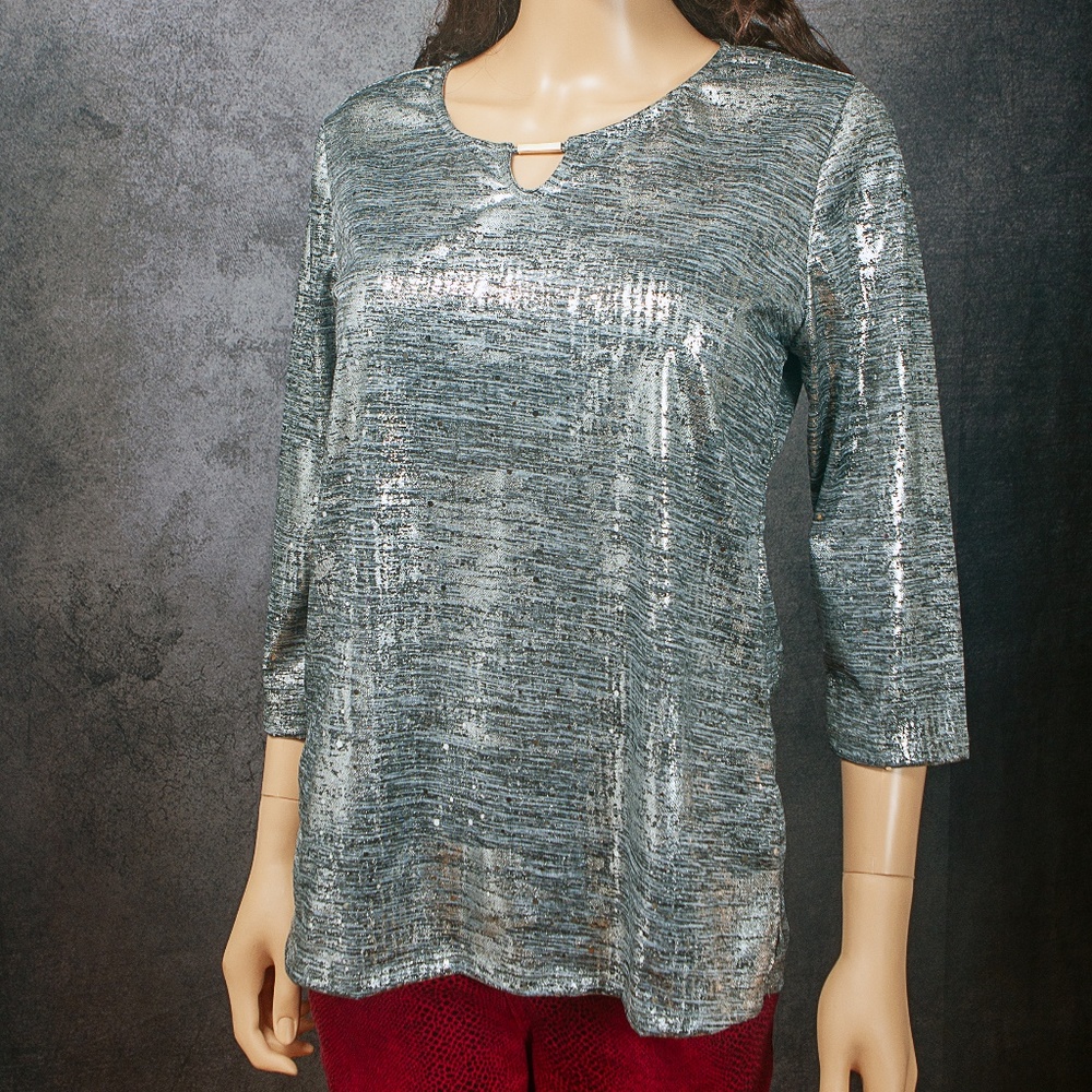 SALON STUDIO - SILVER SEQUINED - WOMEN'S TOP